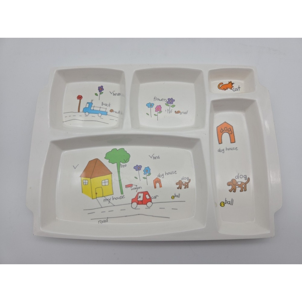 Vintage 1987 Anacapa Melamine Ware Farm Children's Divided Plate Tray CTR801
